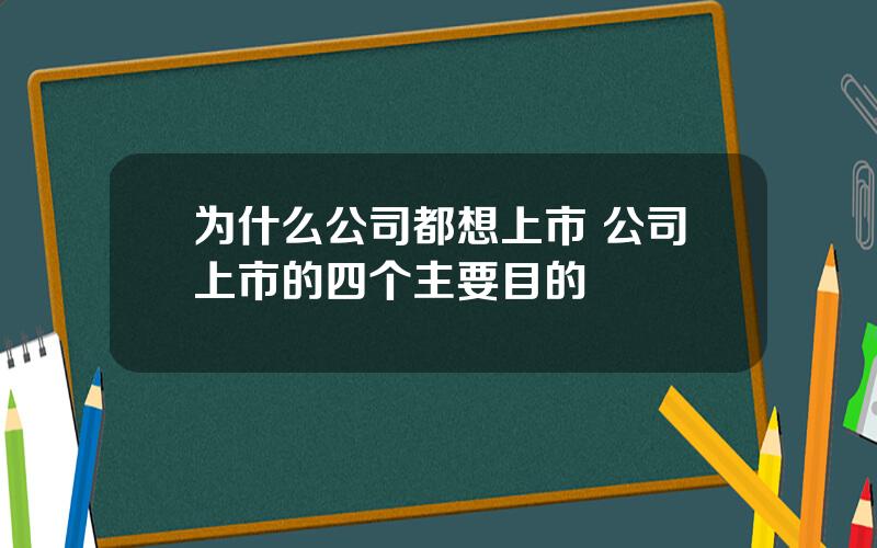 为什么公司都想上市 公司上市的四个主要目的